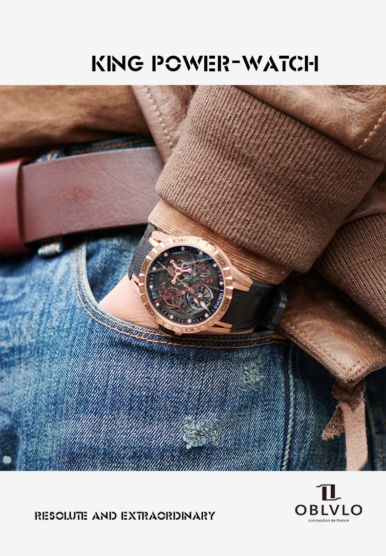 Affordable Luxury Rose Gold Skeleton Automatic Watches from Oblvlo LMS PBB