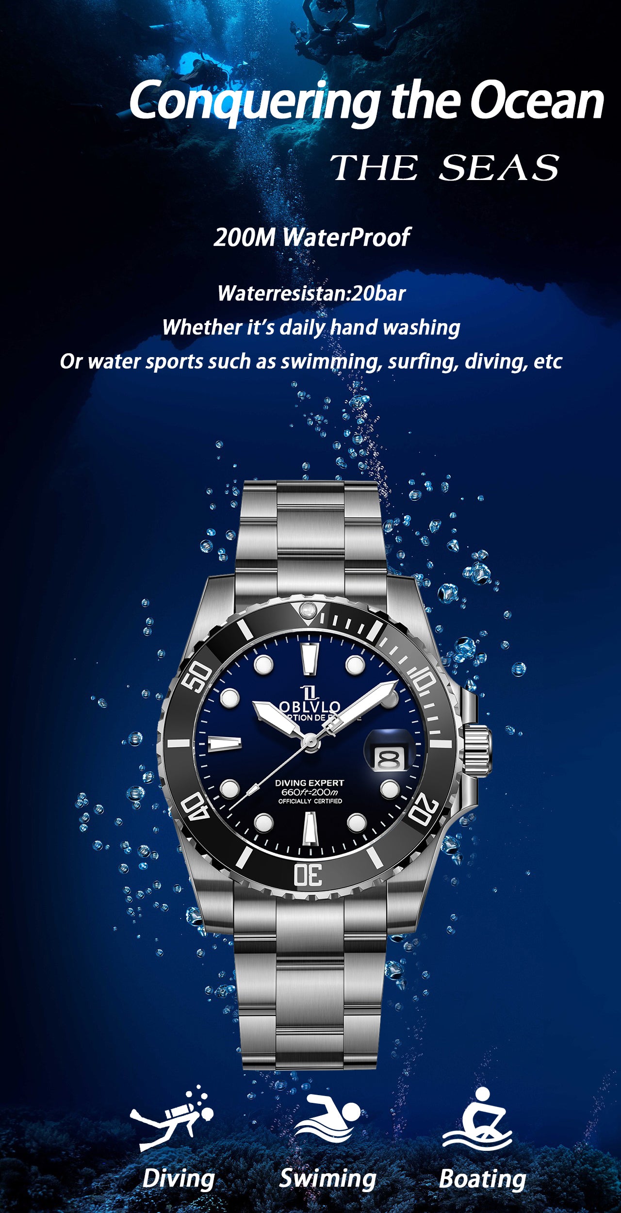 Luxury Classic & Sport Dive Watches For Men - Oblvlo Design DM-SIM