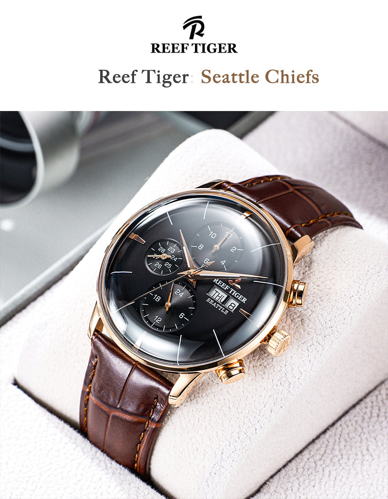 Luxury Rose Gold Automatic Dress Chronograph Watches at Reef Tiger