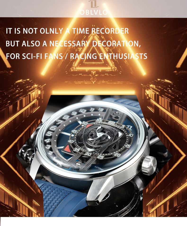 Luxury Men's Automatic Unique Skeleton Watch - OBLVLO JM ROTOR