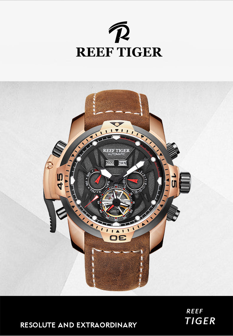 Best Reef Tiger Aurora Transformers Rose Gold Automatic Mechanical Watch