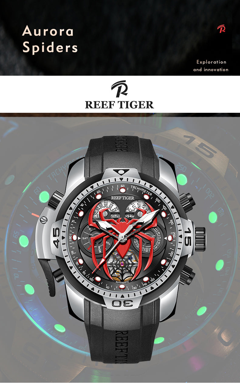 Luxury Reef Tiger Aurora Spider Mens Mechanical Military Wristwatches