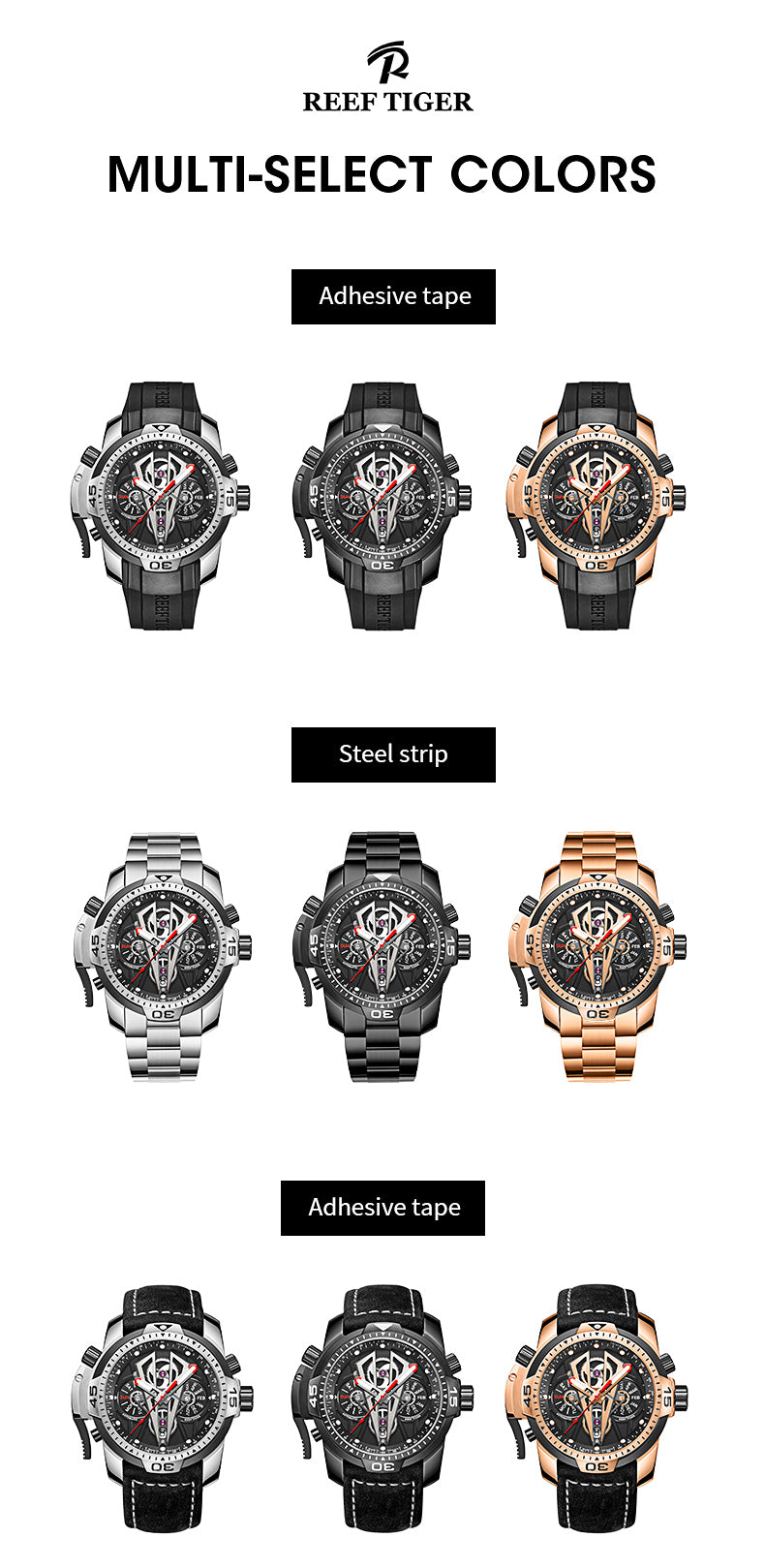 Reef Tiger Aurora Concept 2 Military Automatic Watches For Men