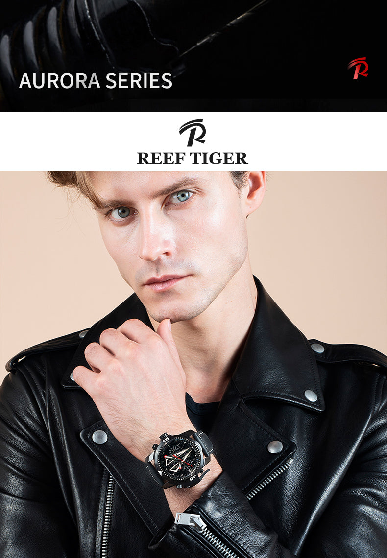 Reef Tiger Aurora Concept 2 Black PVD Automatic Military Sport Watch