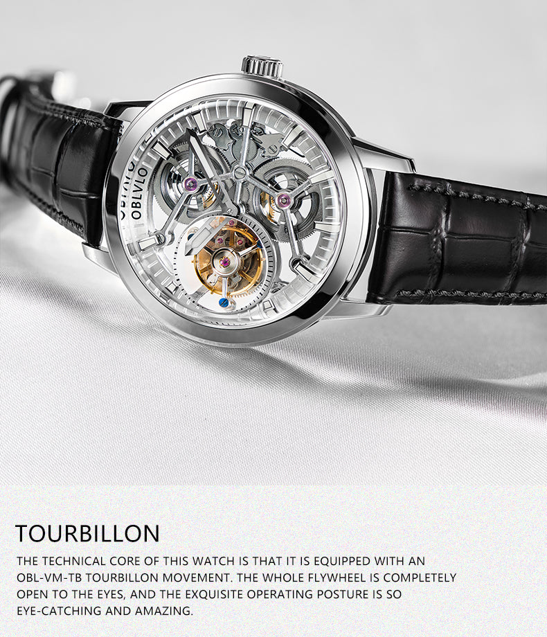Affordable Luxury Skeleton Tourbillon Watches For Men -  Oblvlo VM-TB YWB