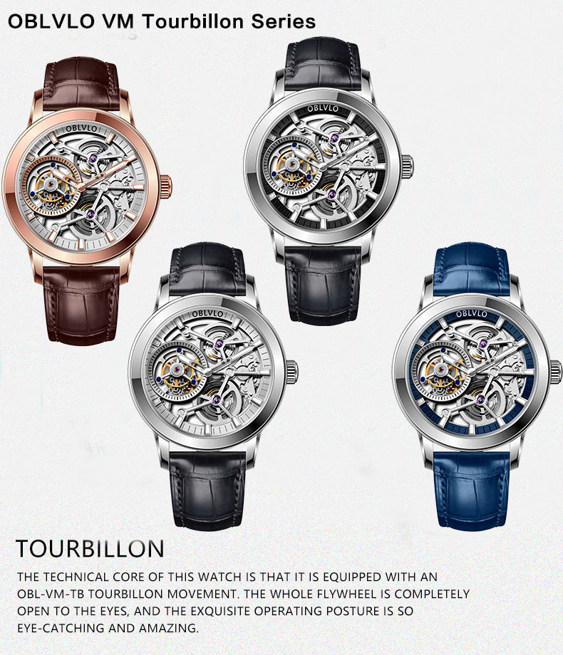 Luxury Oblvlo VM-TB Skeleton Tourbillon Watches For Men