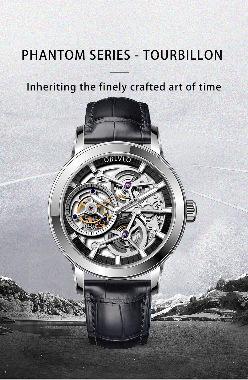 Affordable Luxury Mens Skeleton Tourbillon Watch -  Oblvlo VM-TB YBB