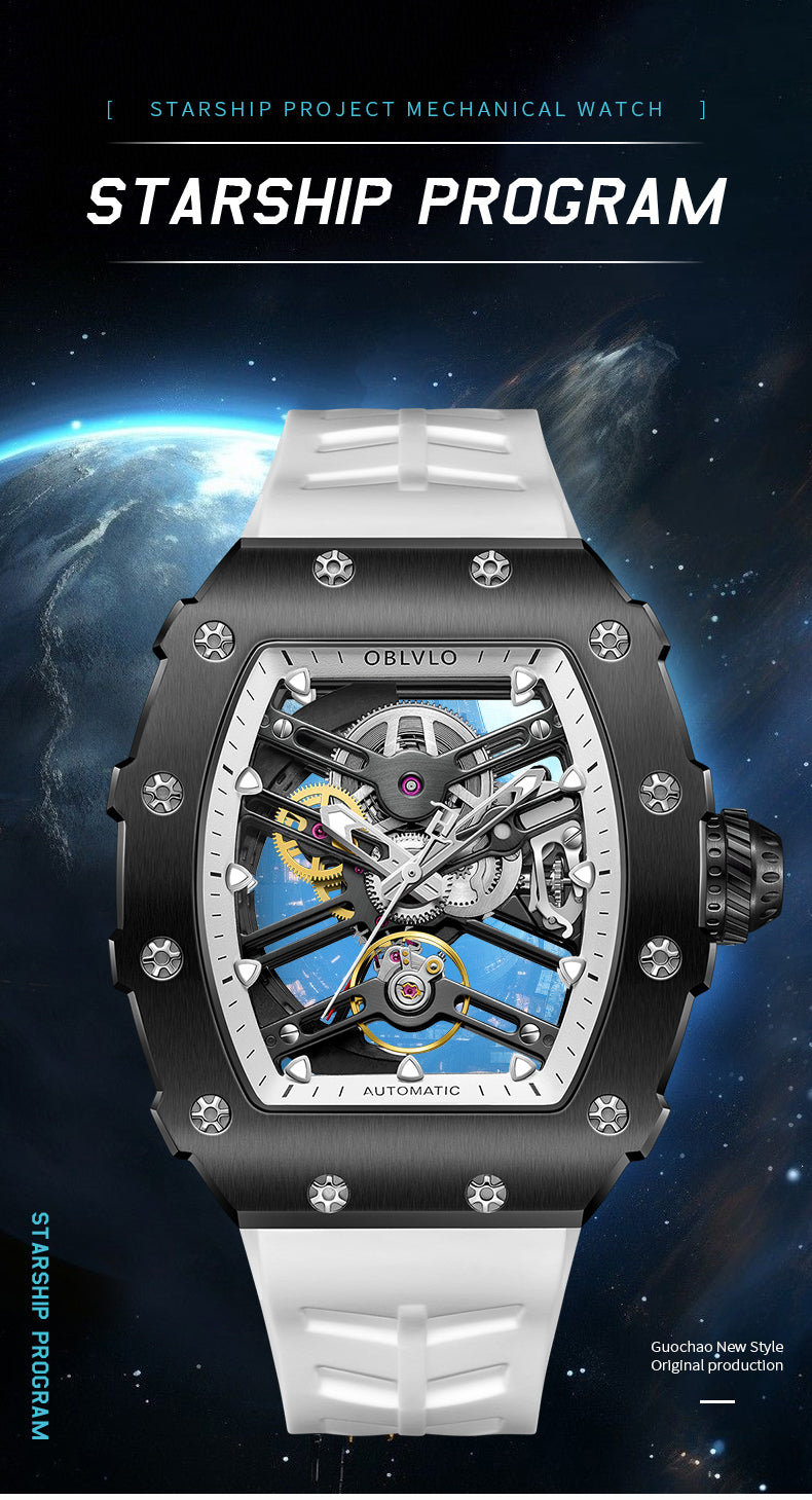 Best Affordable OBLVLO Skeleton Black PVD Luxury Watches