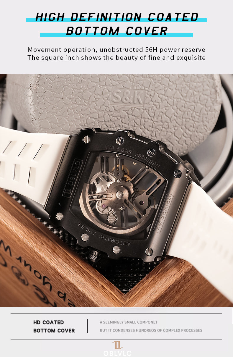 Best Affordable OBLVLO Skeleton Black PVD Luxury Watches