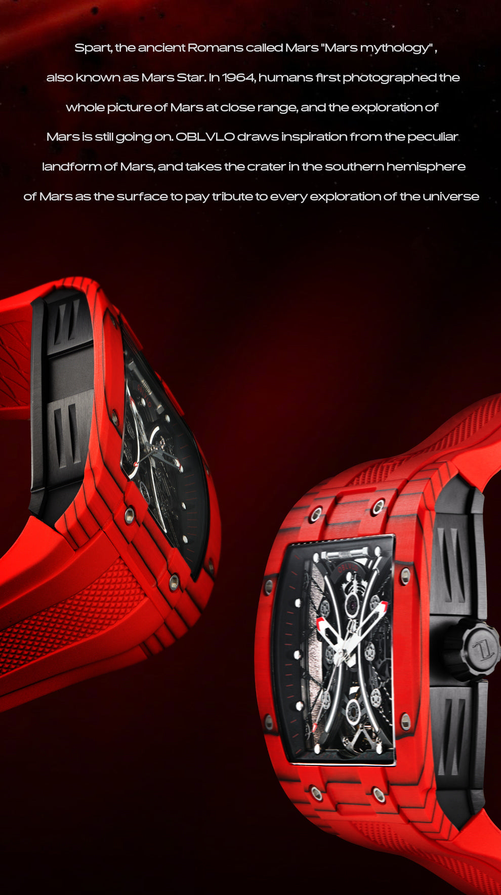 Luxury Oblvlo EM-S Skeleton Wrist Watches