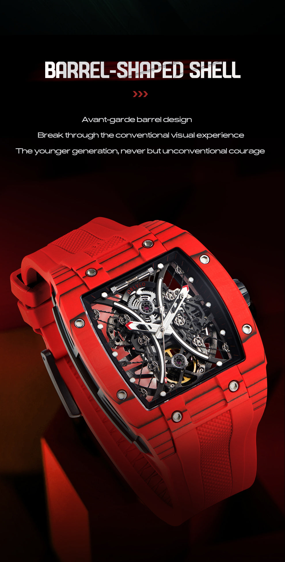 Automatic Mechanical Skeleton Red Watches