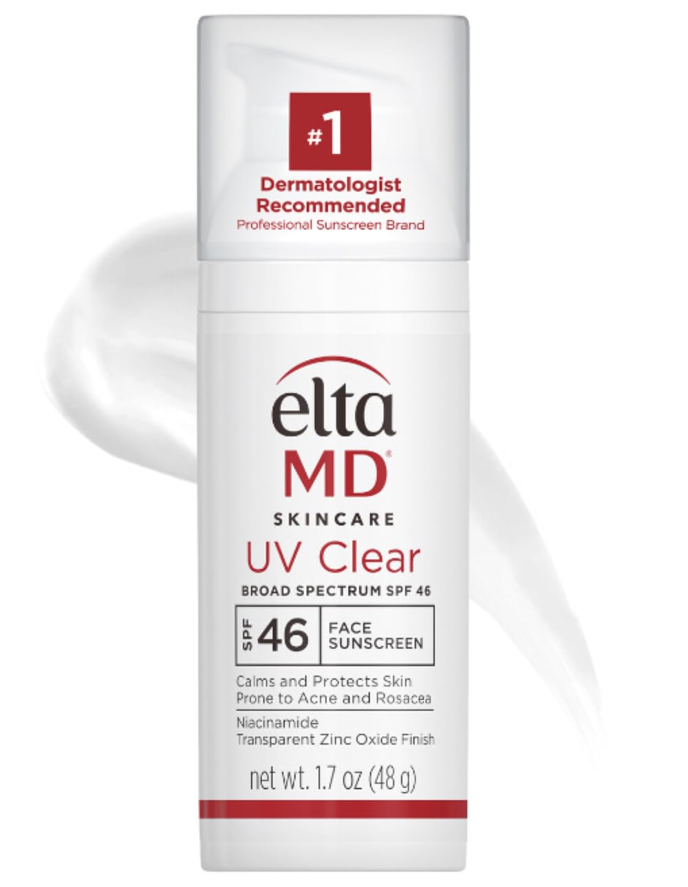 EltaMD UV Clear Face Sunscreen SPF 46, Oil Free Sunscreen with Zinc Oxide, Dermatologist Recommended Sunscreen, 1.7 oz Pump