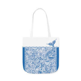 Ocean Blue Tote Bag / White /46cm x 46cm (L) / Side 1