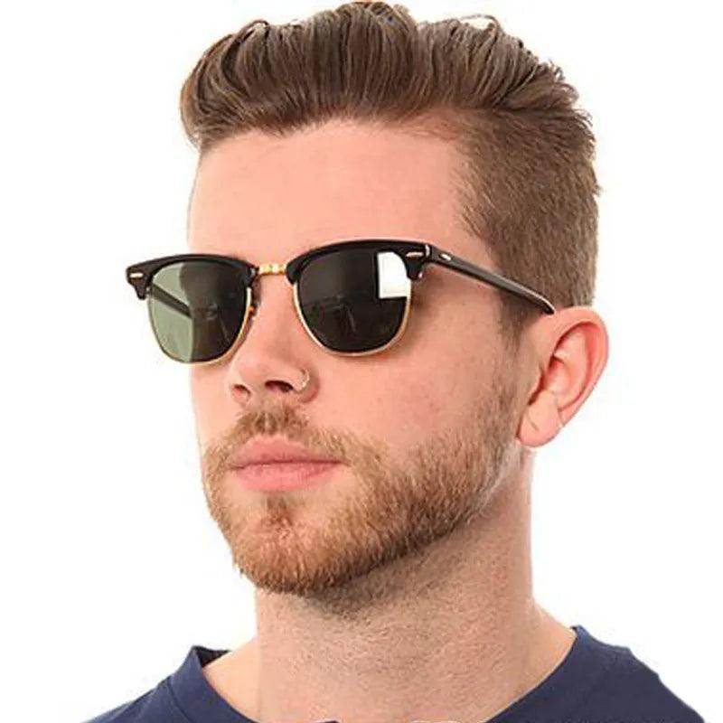 Classic Semi-Rimless Polarized Sunglasses Men's Women Square