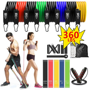 360lbs Fitness Exercises Resistance Bands Set Elastic Tubes Pull Rope Yoga Band Training Workout Equipment for Home Gym Weight - Tamnz