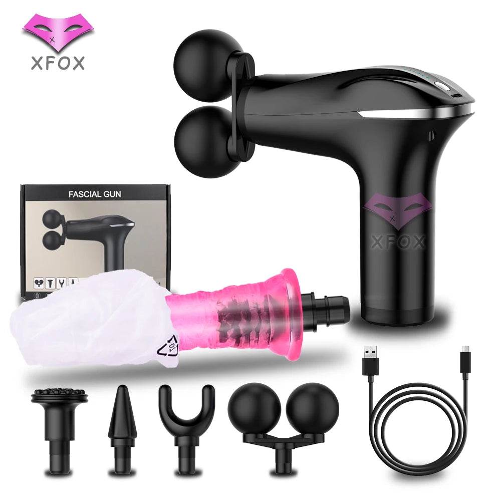 Fascia Gun Muscle Massage gun double head Deep Tissue Muscle Handheld Percussion Massager For Body Back And Neck Pain Relief