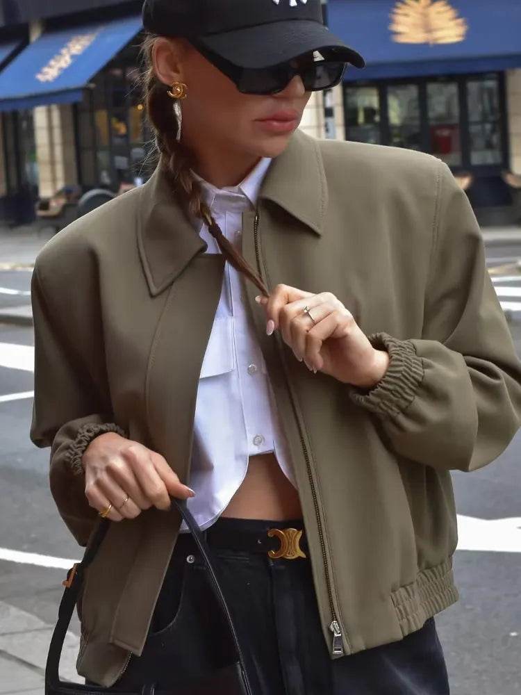 Bomber Jackets for Women 2023 Autumn Coats Female Chic Long Sleeve Casual Jacket Ladies with Pocket New Outerwear