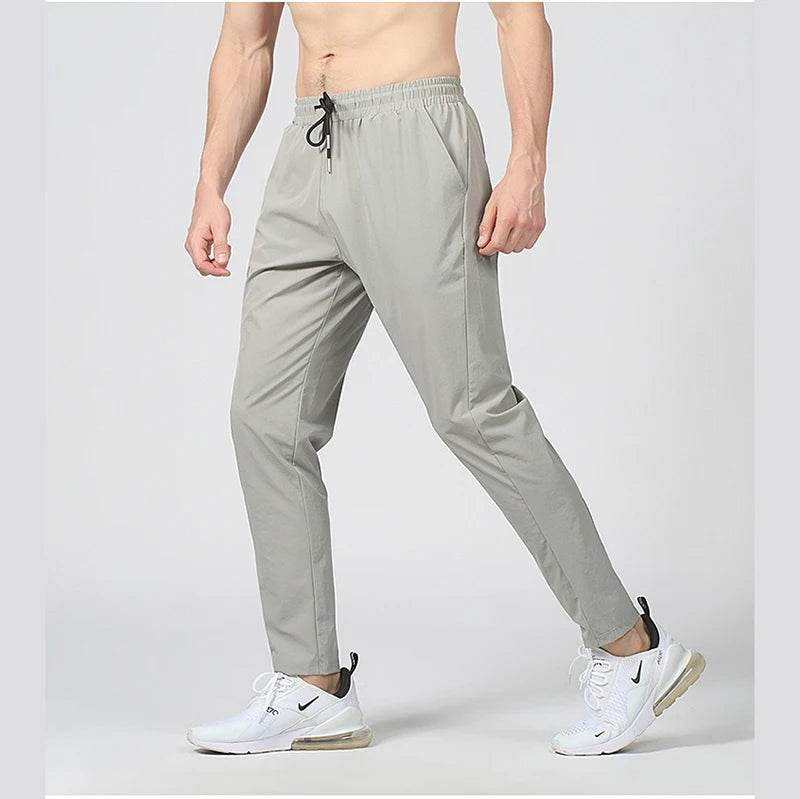 Gym Fitness Trousers Men's Pencil Pants Tight Jogging Running Breathable Quick-Drying Ice Silk Sports Wind Casual Fashion Pants