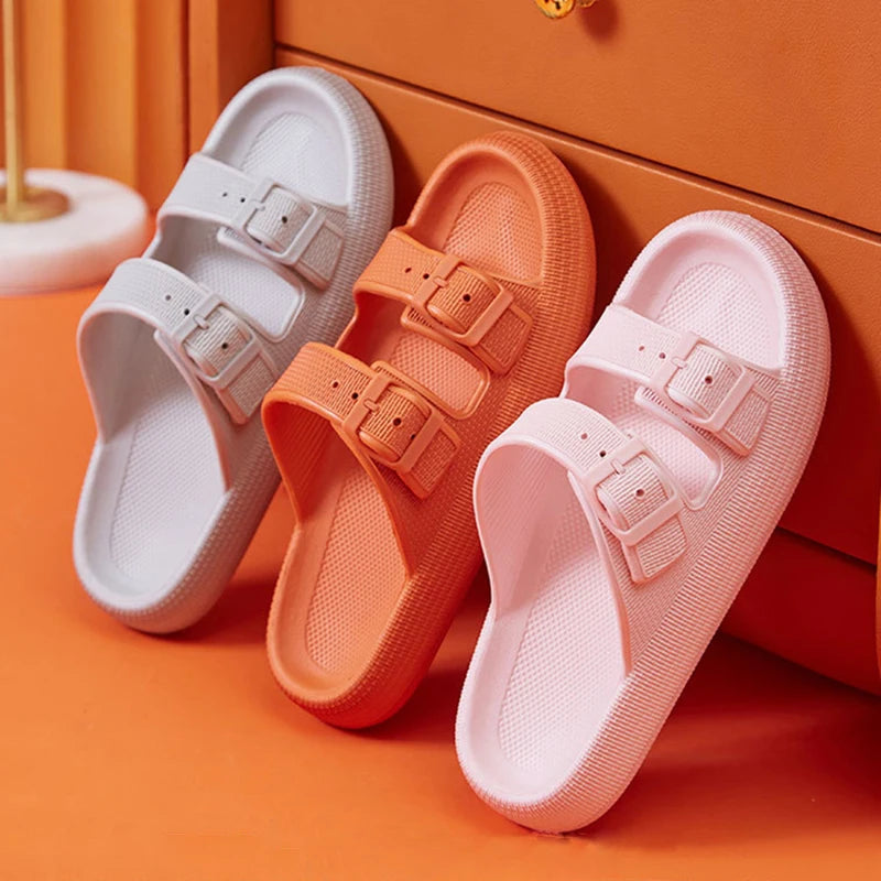 Nontium - Buckle Thick Platform Soft Sole EVA Non-Slip Slipper