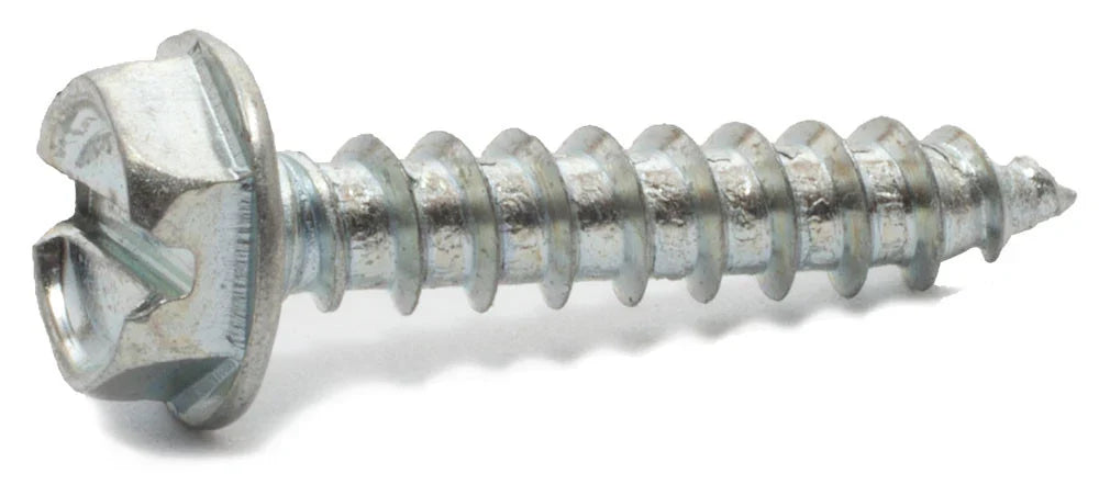 Sheet Metal Screws Type A Slotted Indented Hex Washer Head Steel Zinc Plated #12-11 X 3 1/2