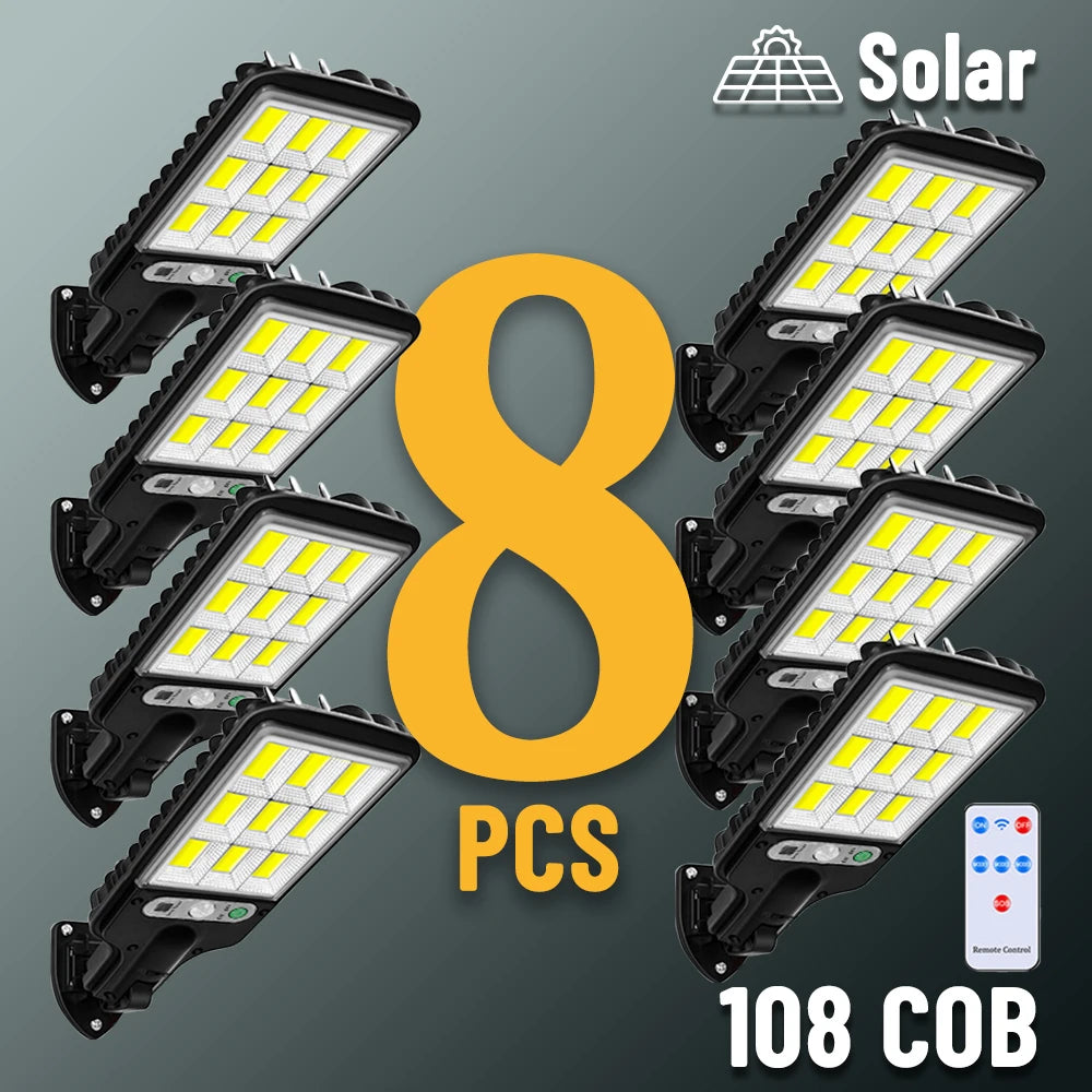 1~8PCS Solar Lights Outdoor Solar Street Lamp With 3 Mode Waterproof