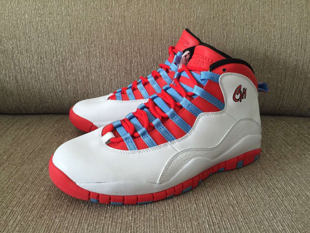 red blue and white jordan 10