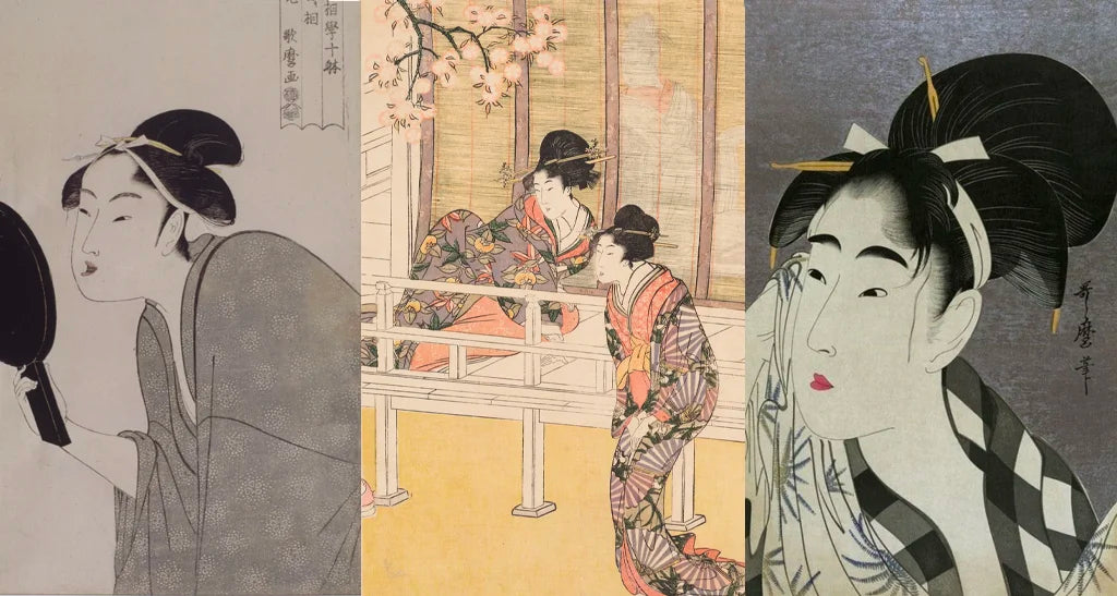Dix études sur la physionomie féminine, Une collection de beautés régnantes, Les grands thèmes d’amour de la poésie classique – Kitagawa Utamaro