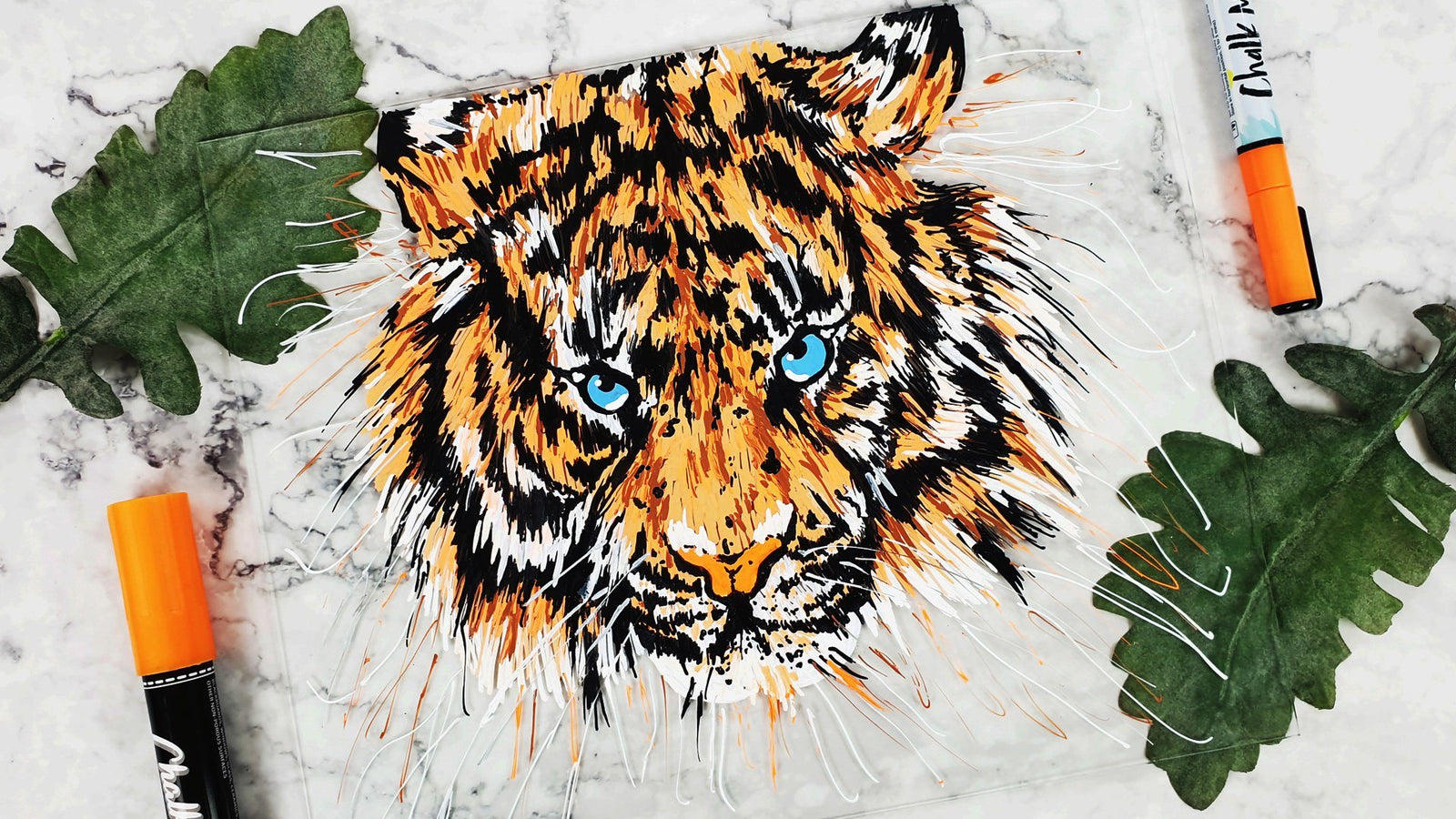 Рисование вилкой тигр