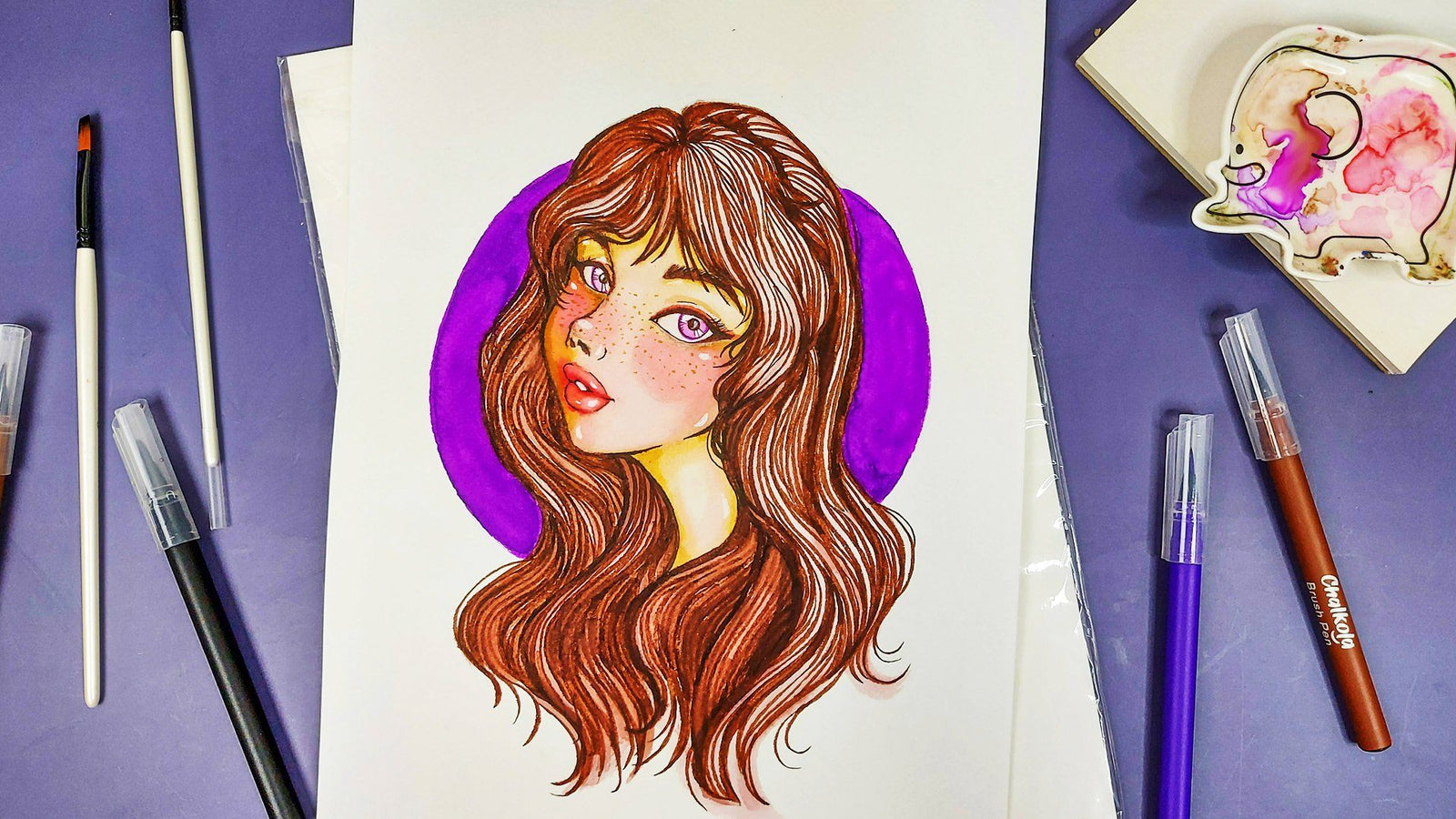 How to Draw a Portrait Using Watercolor Brush Pens - Chalkola ...