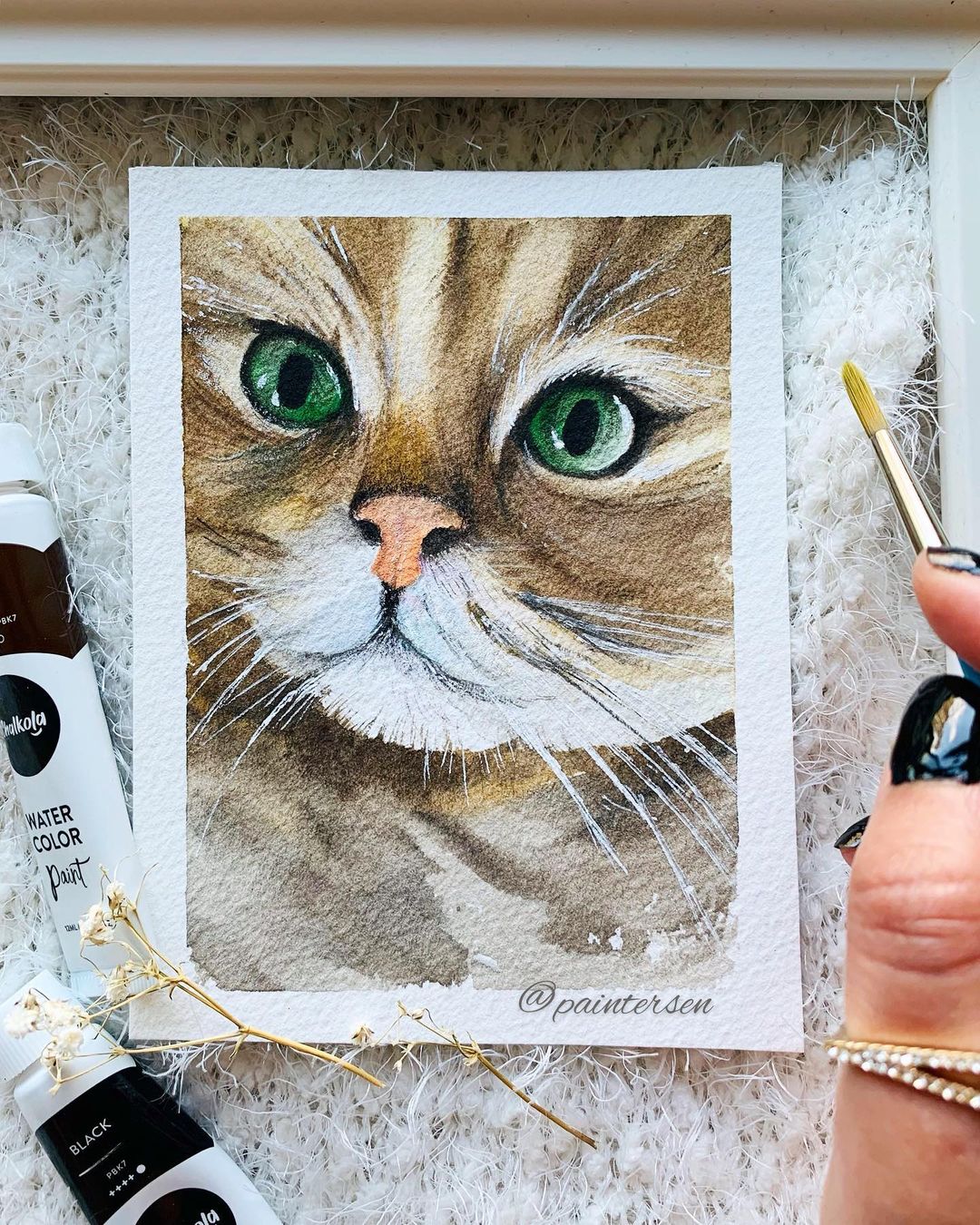 Cat Watercolor Painting 