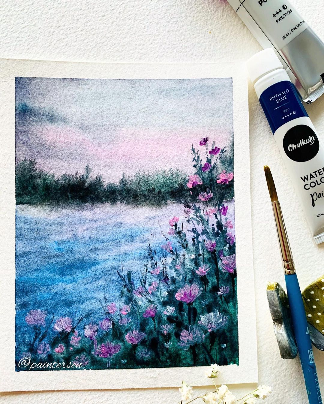 simple nature watercolour paintings