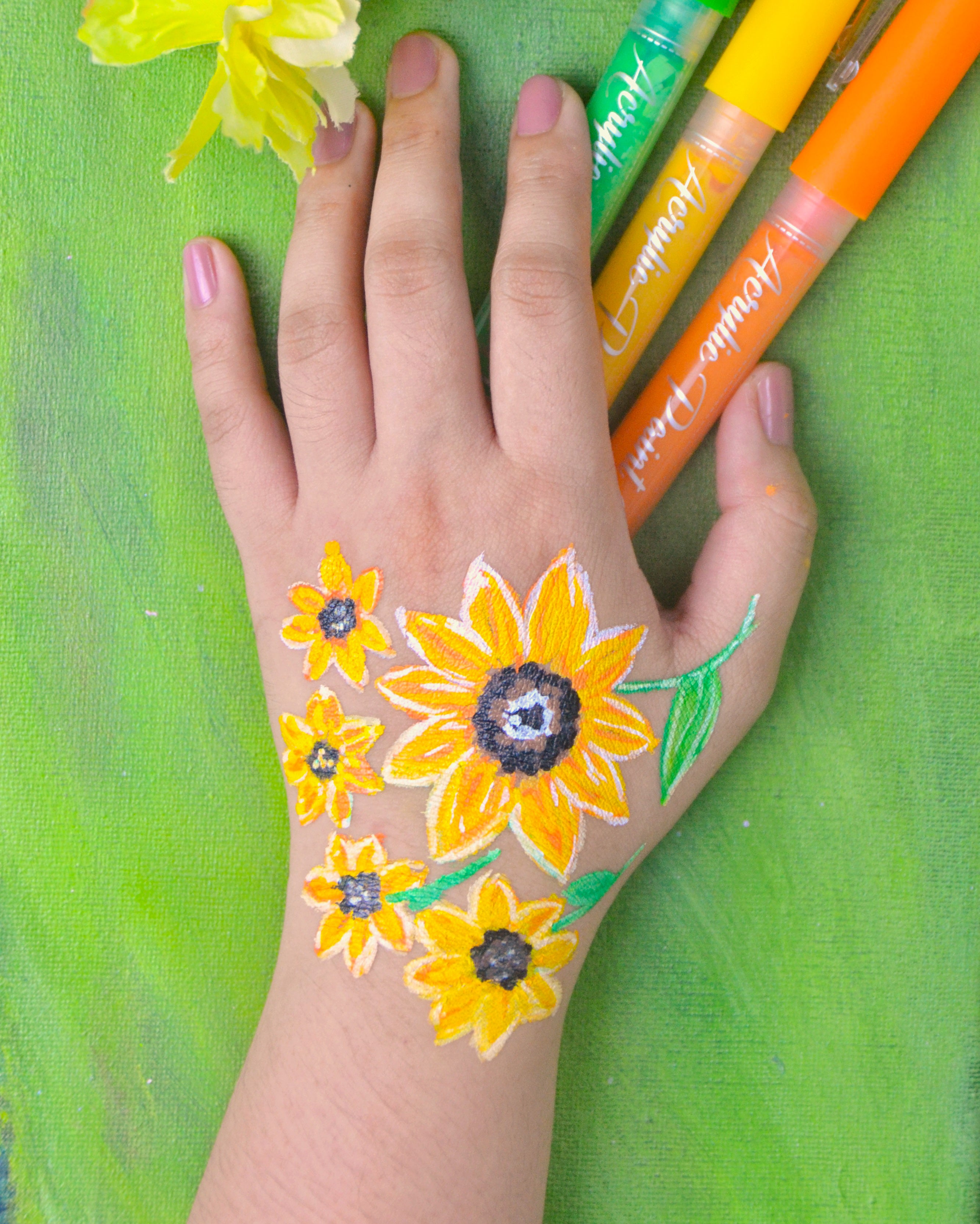 Wearable Acrylic Painting Hand Tattoo