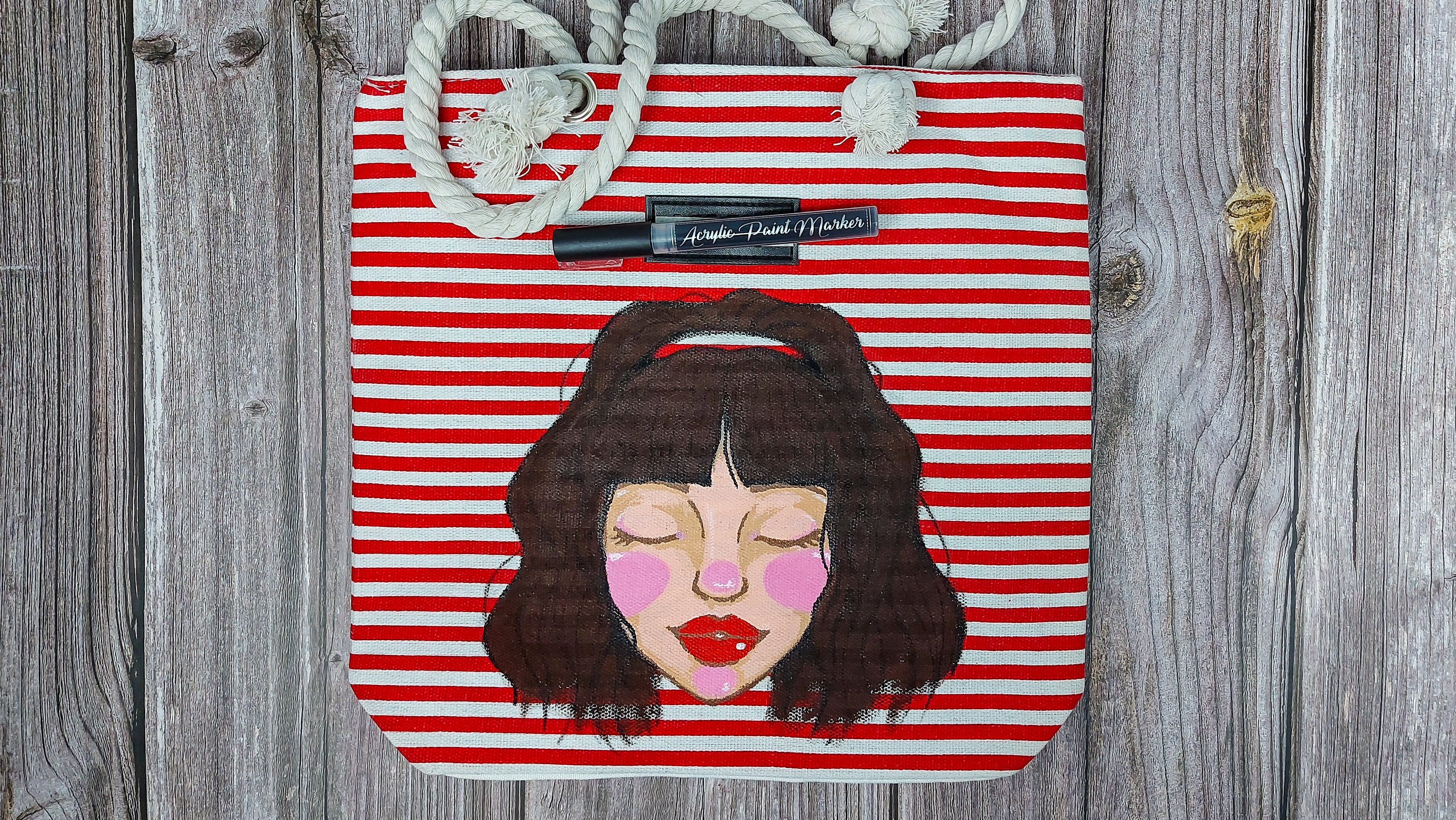 Wearable Acrylic Painting on Canvas Tote Bag