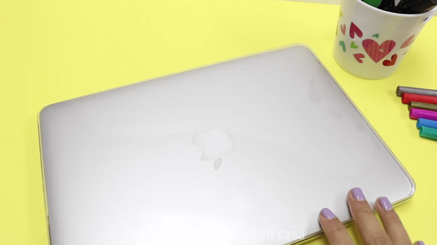 cover of her laptop