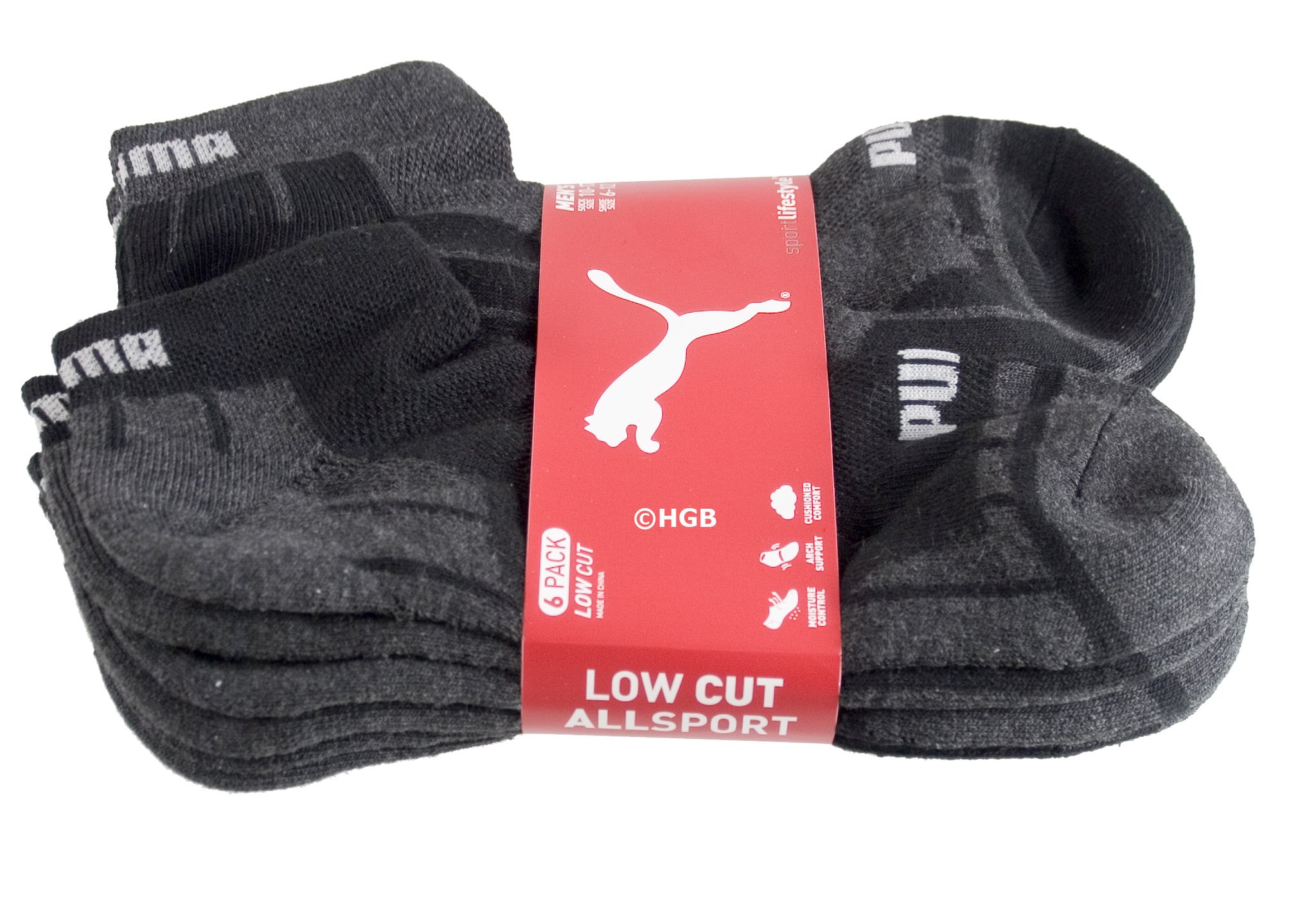 New Puma Mens 6 Pair of Low Cut Sports 