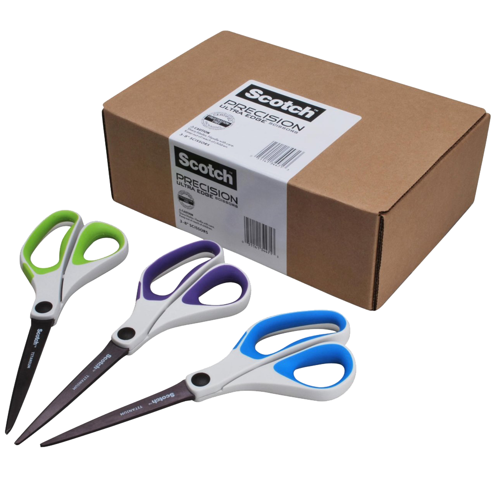 Scotch Precision Ultra Edge 8-Inch Scissors, 3 Pack