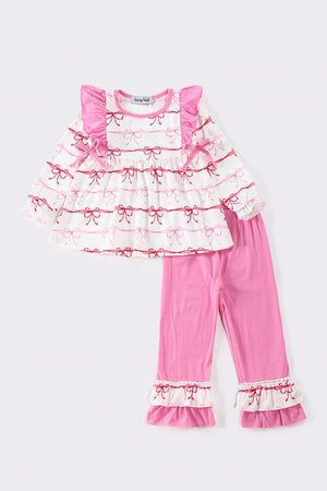 Girl's Pink Bow 2pc Outfit - Cardinal Creek Spaniels