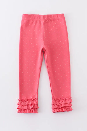 Platinum pink dot ruffle girl pants - Tippy-Toes Boutique, LLC