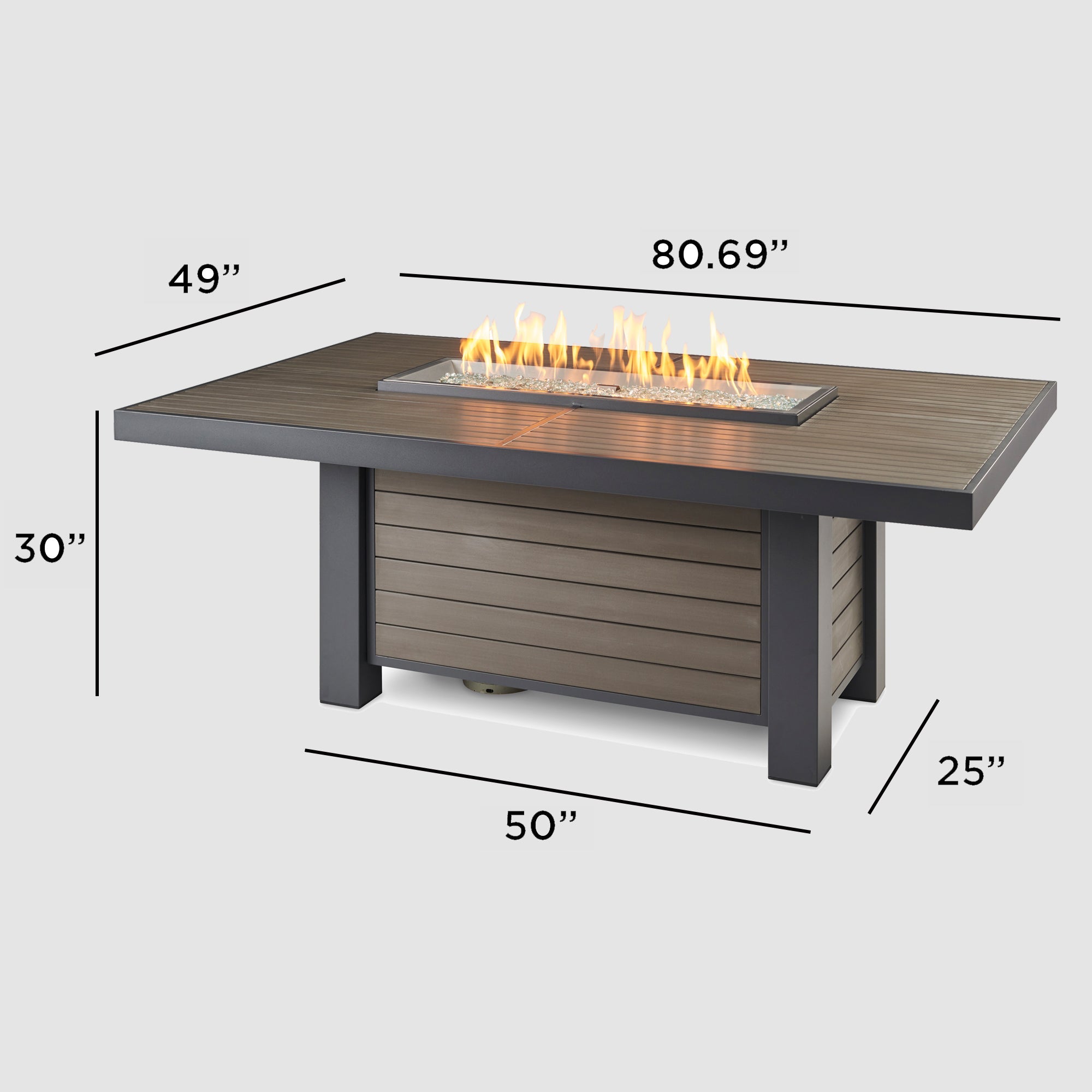 Kenwood Linear Dining Height Gas Fire Pit Table