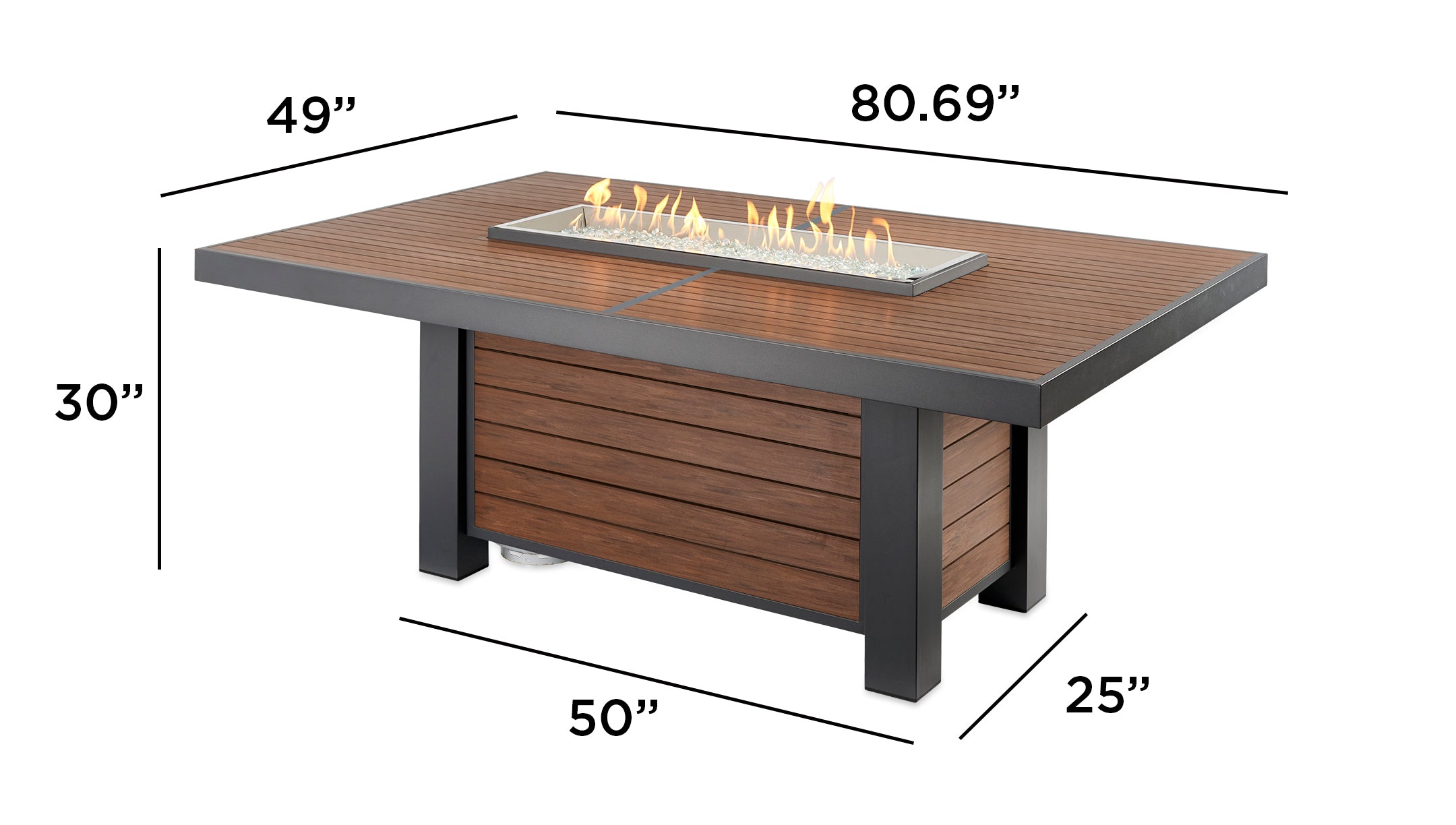 Kenwood Linear Dining Height Gas Fire Pit Table