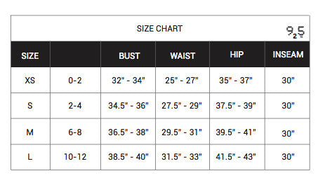 925 fit - Size Chart – 9two5fit