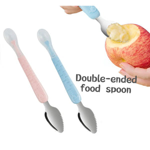 Silicone Stainless Steel Baby Utensil - Hack My House - Baby Utensils Stainless Steel