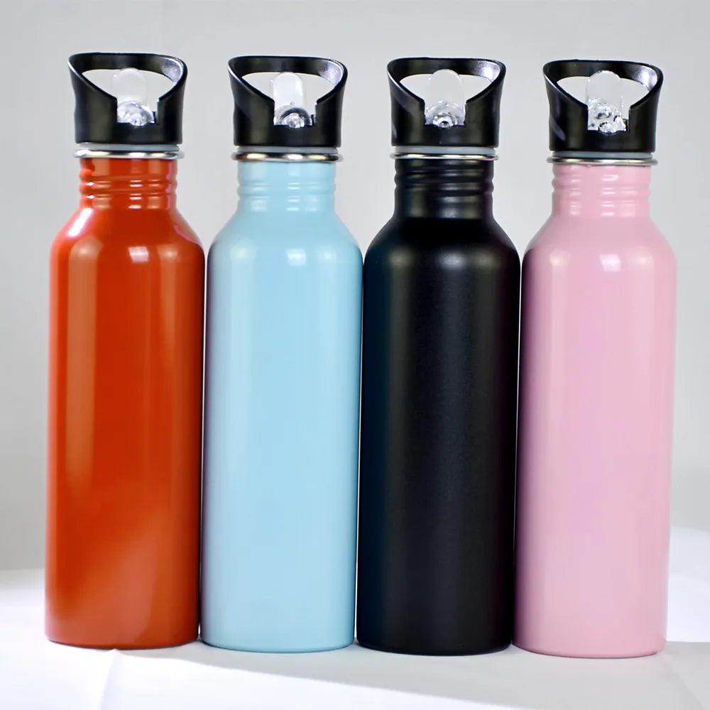 750ML Resuable ECO Friendly BPA Free Stainless Steel Metal Water Bottles Single Wall Travel Sports GYM Drink Water Kettle