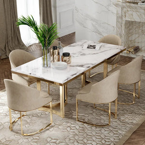 Gold Base Marble Dining Set - Hack My House