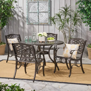 5-Piece Bronze Cast Aluminum Outdoor Dining Set - Hack My House