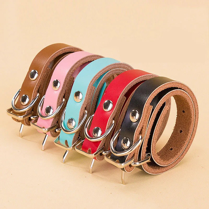 Genuine Leather Dog Collar and Leash Adjustable Dog Collar Soft Real Leather Training Leash for Pitbull Bulldog Pet Products