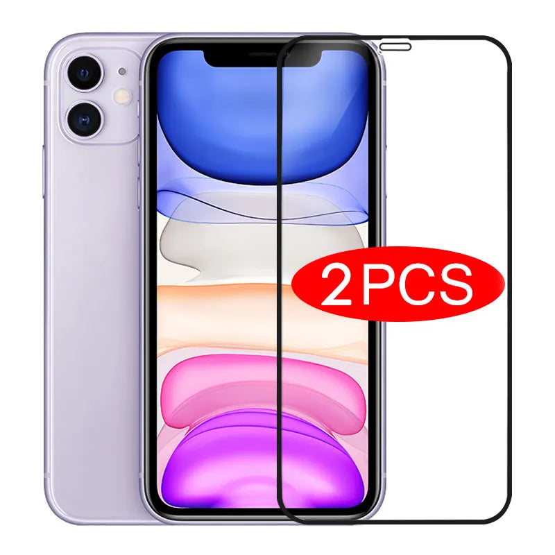 2Pcs Full Cover Protective Glass On The For iPhone 11 12 Pro Max X XS XR Screen Protector For iPhone 7 8 6 6s Plus SE 2020 Glass