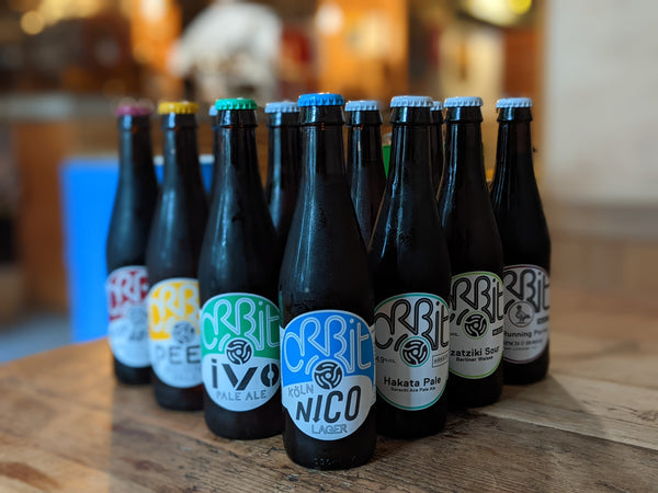 Beer bottles at the taproom