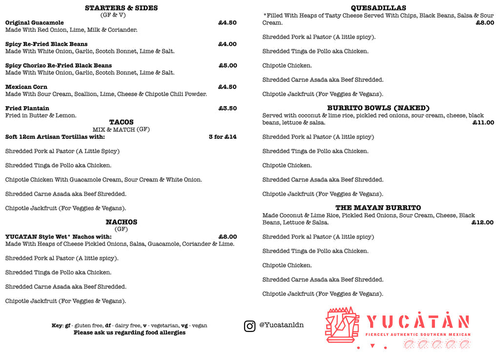 Menu Yucatan London