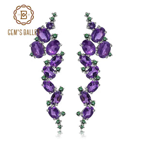 GEM'S BALLET 925 Sterling Sliver 9.78Ct Natural Amethyst Gemstone Clip Earrings - creativeworksandmore